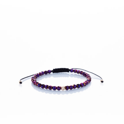 Brățară “PurpleHematite Mystic Slice” unică handmade Aur Premium 14k și pietre semiprețioase Hematit mov fațetat Armilla