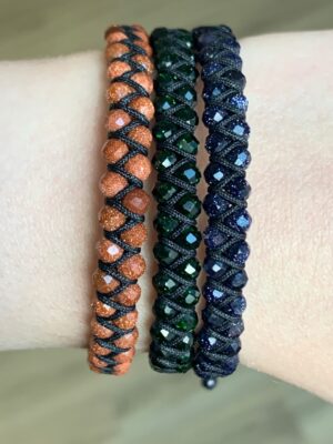 Bratara reglabila cu snur impletit si pietre semipretioase Piatra Soarelui maro fatetat de 4mm - imagine 5