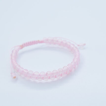 Bratara Impletita manual realizata cu pietre semipretioase Agat, roz dimensiune 4mm