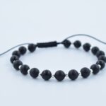Bratara reglabila cu bile din Argint 925 si Onix negru mat, 6mm