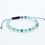 Bratara reglabila cu bile Argint 925 si pietre semipretioase Agat, verde deschis de 4mm