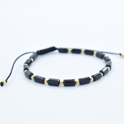 Bratara reglabila cu bile Argint 925  placat aur si pietre semipretioase Cristal sticla,  dimensiune 3x5mm