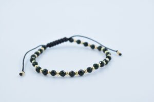 Bratara cu bile din Argint 925 si piatra soarelui verde