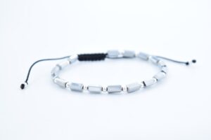 Bratara reglabila cu bile Argint 925 si pietre semipretioase Cristal sticla, gri metalic  dimensiune 3x5mm