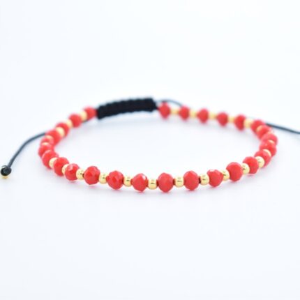 Bratara reglabila cu bile Argint 925 placat aur si pietre semipretioase Cristal sticla, dimensiune 4mm