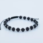 Bratara reglabila cu bile din Argint 925 si Onix negru lucios, 6mm
