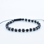 Bratara reglabila cu bile Argint 925 si pietre semipretioase Cristal sticla negru de 4mm