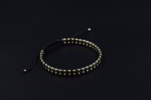 Bratara Argint 925 2.5mm,placat aur si Hematit gri - imagine 4