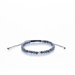 Brățară “SilverHematite Mystic Slice” unică handmade Aur Premium 14k și pietre semiprețioase Hematit argintiu fațetat Armilla