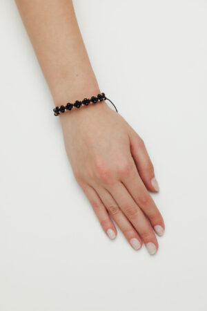 Brățară împletită “Onix Mat” unică handmade Aur Premium 14k și pietre semiprețioase Onix negru Armilla - imagine 2