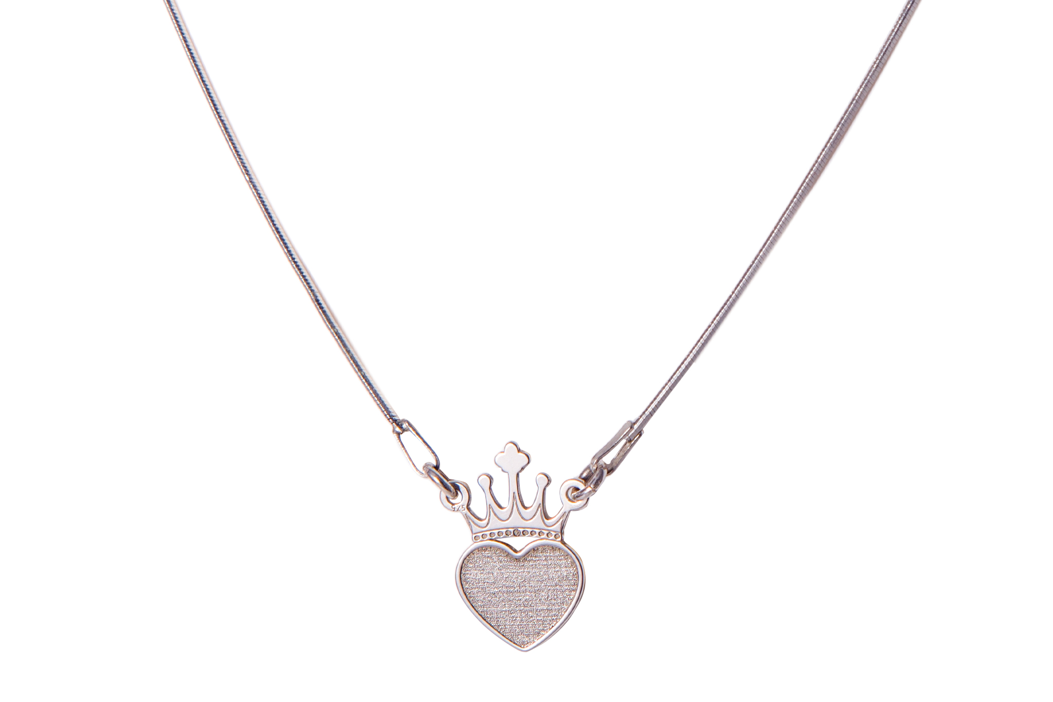 Lantisor-Argint-925-Gravat-Laser-Armilla-Silver-21LANT46.jpg Lantisor din Argint 925 cu Charm Inima coroana - imagine 1