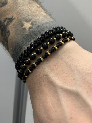 Set bratari impletite manual, personalizate, cu banut si bile  Argint 925 placat cu aur - imagine 5