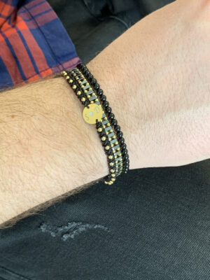 Bratara Argint 925 2.5mm,placat aur si Hematit gri - imagine 3