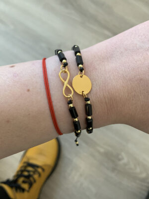 Set bratari personalizate pentru cupluri cu Infinit Argint 925 placat AUR si Banut Argint 925 placat cu Aur - imagine 2