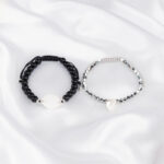Set bratari personalizate pentru cupluri cu Banut Argint 925 si Inima Argint 925