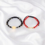 Set bratari personalizate pentru cupluri cu Banut Argint 925 placat cu Aur si Infinit Argint 925 placat Aur