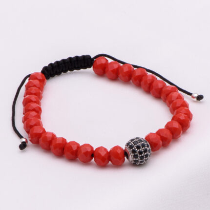 Bratara reglabila realizata cu Cristale Sticla 6mm si sfera din Argint 925 CZ