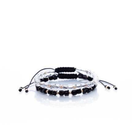 Set două brățari “White Black Finesse” Aur Premium 14k handmade Armilla