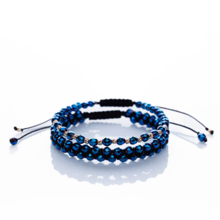 Set două brățari “Blue Hematite Elegance” Aur Premium 14k pietre semiprețioase handmade Armilla