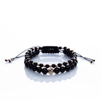 Set două brățari “Onix Glamour Glossy” Aur Premium 14k handmade Armilla