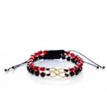 Set 2 bratari "Duo Chic" - Cuburi Negru și Roșu Infinit Argint 925 placat Aur