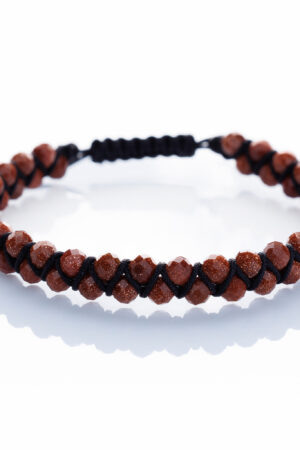 Brățară “Double BrownSun Slice” împletita manual cu pietre semiprețioase din Piatra Soarelui fațetat de 4mm - imagine 2