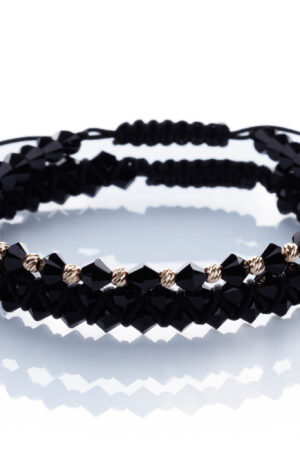 Brățară “Double BlackPreciosa Slice” împletita manual cu cristale Preciosa biconic negru de 4mm - imagine 3