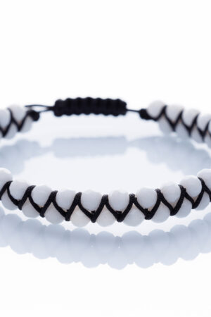 Brățară “Double WhiteOnix Slice” împletita manual cu pietre semiprețioase din Onix alb fațetat de 4mm - imagine 2