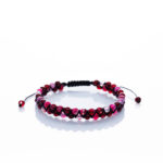 Brățară “Double PurpleAgate Glossy” împletita manual cu pietre semiprețioase din Agat mov fațetat de 4mm