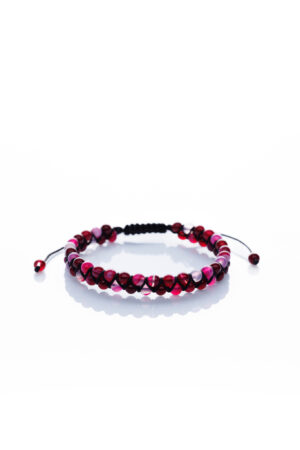 Brățară “Double PurpleAgate Glossy” împletita manual cu pietre semiprețioase din Agat mov fațetat de 4mm