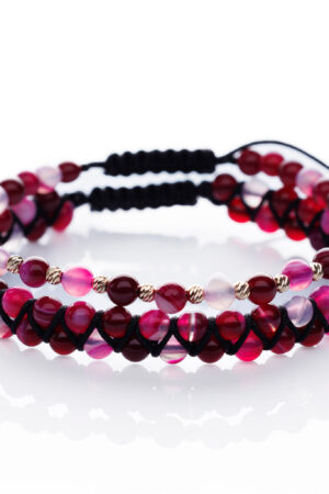 Brățară “Double PurpleAgate Glossy” împletita manual cu pietre semiprețioase din Agat mov fațetat de 4mm - imagine 3