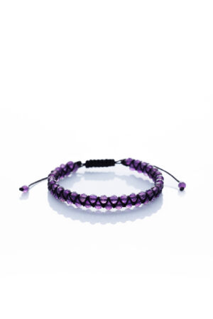 Brățară “Double Amethyst Slice” împletita manual cu pietre semiprețioase din Ametist de 4mm -Accesoriul perfect pentru eleganța și stilul tău personal