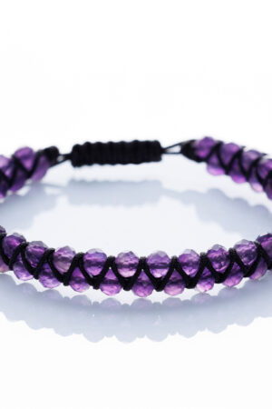 Brățară “Double Amethyst Slice” împletita manual cu pietre semiprețioase din Ametist de 4mm -Accesoriul perfect pentru eleganța și stilul tău personal - imagine 2