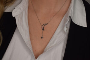 Lănțișor din Argint 925 cu charm Lună și Stea - imagine 2